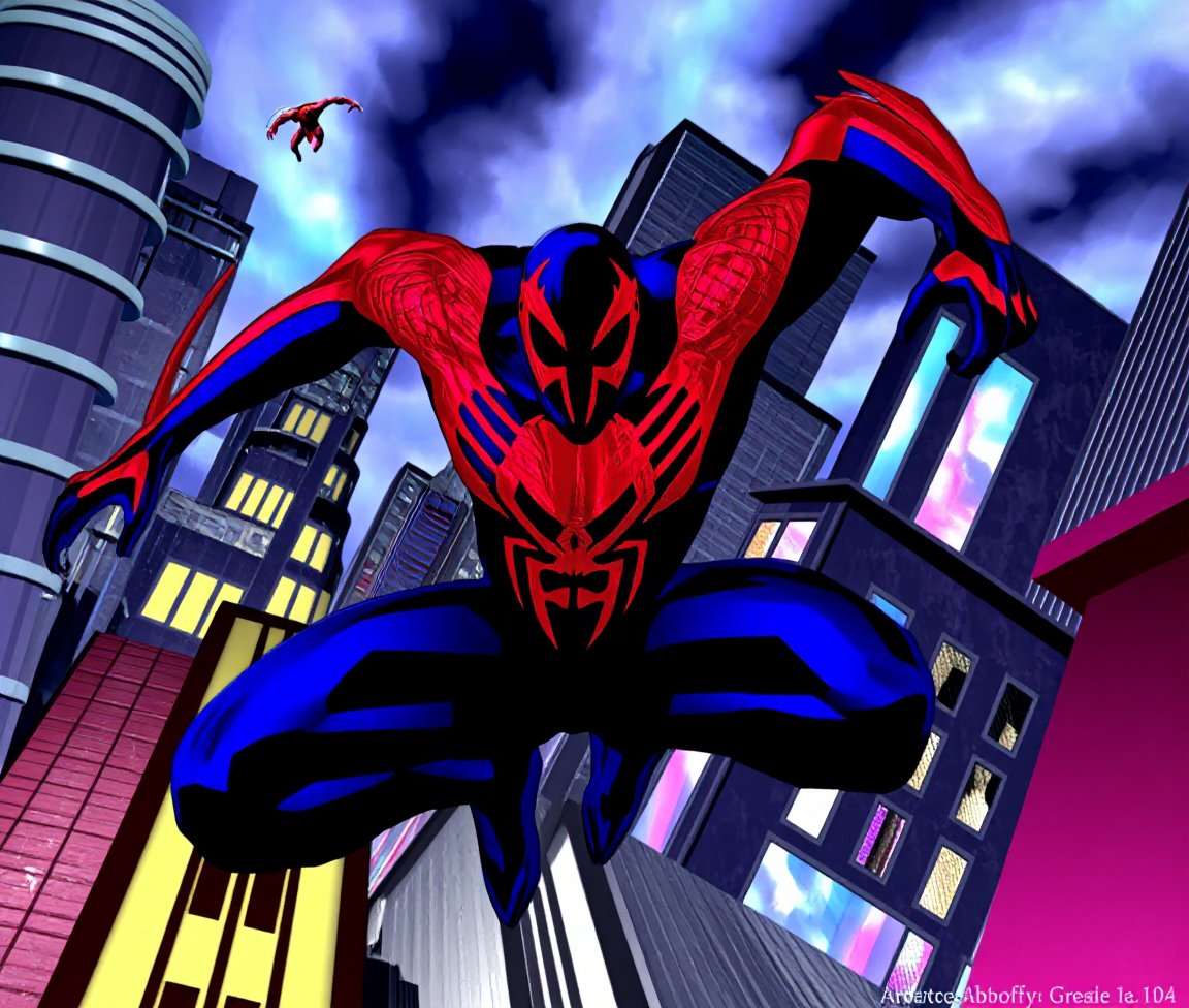 00197-3957173541-_lora_aiai-SM2099-Flux-Dev-v2_1.7_ aiai-SM2099 picture of Spider-Man 2099 on futuristic citydoing , action pose,  _lora_flux_tra.png